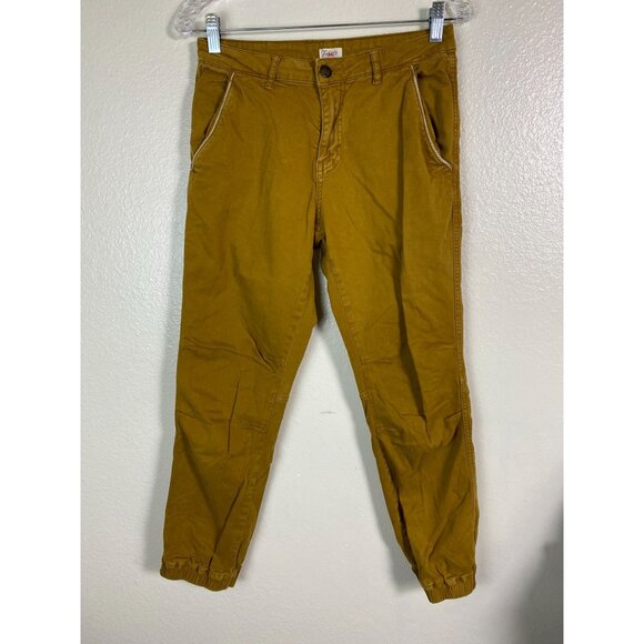 Faherty Womens Mustard Twill Joggers Pants Size 26 Casual Classic 26" Preppy - Picture 1 of 16